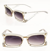 LINDA FARROW Prabal Gurung Geometric White Gold Stripe Fashion PG2 Sunglasses - £186.83 GBP