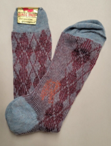 Vtg 1960s NWT Flagg Bros Blue Burgundy Argyle Cotton Knit Socks OSFA - £19.46 GBP