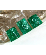 Vintage Natural Emerald Carved 3 Pc 12.97 Ct Loose Gemstone For Ring Ear... - €1.015,02 EUR