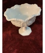 LE Smith Milk Glass Cane And Arches Ruffled Saw-Tooth Top Pedestal Compo... - £19.55 GBP
