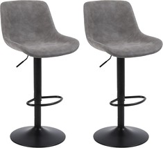 Tall Armless Pu Leather Kitchen Island Stool (Grey, Set Of 2), Pu Leather - $155.93