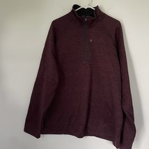 Eddie Bauer Mens Burgundy 1/4 Zip Fleece XL Red Pullover Sweater Jacket ... - $13.15