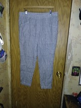 Old Navy Pants Womens Large Linen Tapered Blue Stripe Drawstrings Pocket... - $19.37