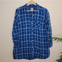 J. Jill | Blue Plaid Tunic Button Down Shirt, Womens Size Medium - £16.74 GBP