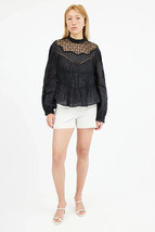 Isabel Marant Women&#39;s Samantha Embroidered Smocked Lace Blouse Tunic Top M 38 - £95.69 GBP