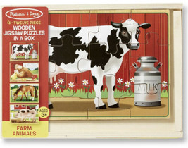 Melissa&amp;Doug -Farm 3-in-1 Wooden Puzzles w Storage Box DISCOUNTED!   [E-962] - £13.23 GBP