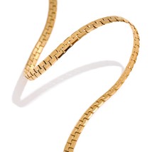 Yhpup New Stainless Steel Chain Necklace Bracelet Set Minimalist Metal Golden Wa - £18.86 GBP
