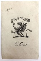 Antique Paper Book Plate Spero Meliora Collins Fantasy Animal Illustration - £15.44 GBP