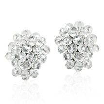 Bridal Party Sparkling Crystal Cluster Clip On Statement Earrings - £14.51 GBP
