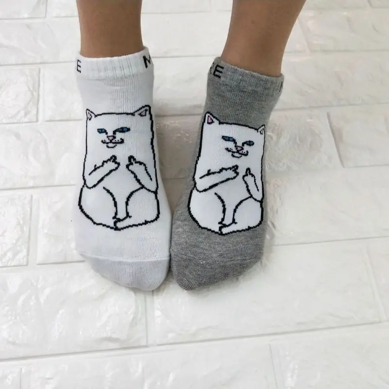 Sporting Harajuku middle finger cat male and female couple cotton socks ... - £23.62 GBP