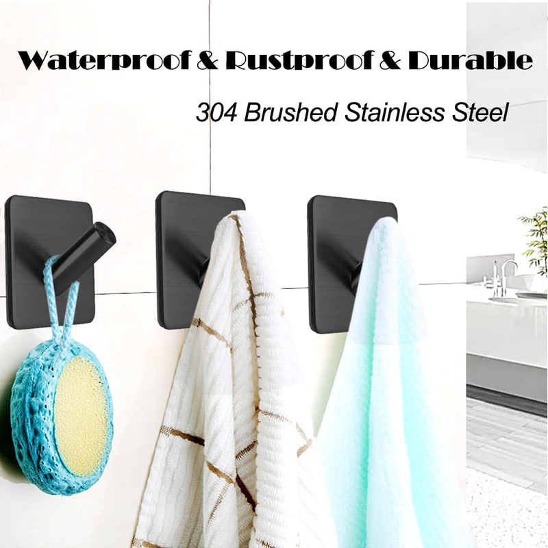 Black Locking Curve Adhesive Coat Hooks: Anti-Slip 15LB Towel Hooks Stick On-Bat Item image 3