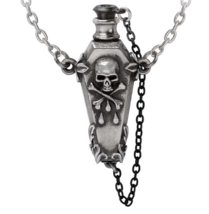 Alchemy Gothic Undertaker Pendant Poison Bottle Necklace Skull Crossbones P960 - $55.52