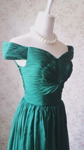 Emerald green Off-shoulder Gowns Women Custom Plus Size Maxi Evening Dress image 2