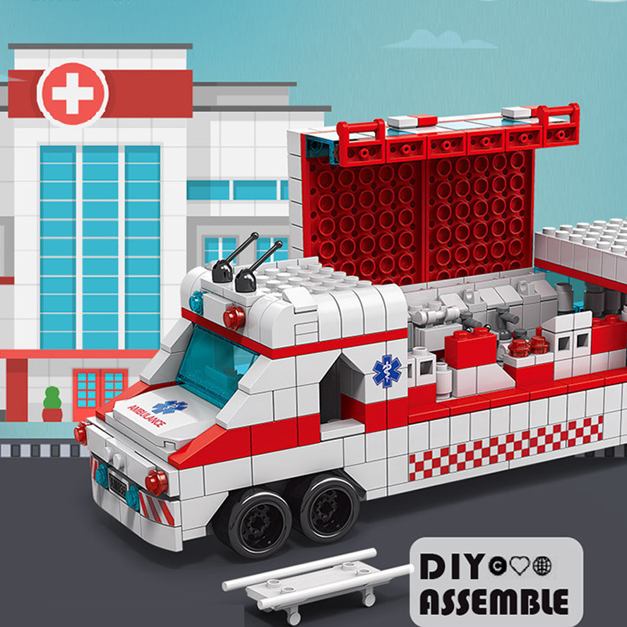 Building Blocks ambulance escort car Montessori toys bricks juggle assembled toy