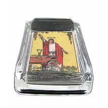 Tarot Card D2 Glass Square Ashtray 4&quot; x 3&quot; Smoking Cigarette I The Magician - £39.52 GBP