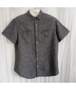 DENIM &amp; SUPPLY Ralph Lauren Pearl Snaps Shirt Gray Soft Cotton Linen Wes... - $81.69