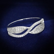 Gorgeous Micro Pave Simulated Diamond Band 925 Sterling Silver Engagement Ring - £90.93 GBP