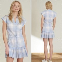 Veronica Beard NWT Short Sleeve Tie Waist Plaid Hanne Short Dress Blue S... - £109.73 GBP