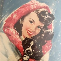 Gorgeous Woman With Spaniel Puppy Dog 1947 Lithograph Art Print Connolly HM1E - £39.95 GBP