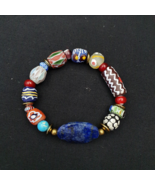 Vintage African Beads Collection Glass beads with Natural Lapis Lazuli B... - £24.80 GBP