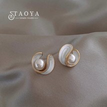 Design sense Exquisite Geometric Enamel Pearl Earrings New Jewelry Party Luxury  - £10.50 GBP