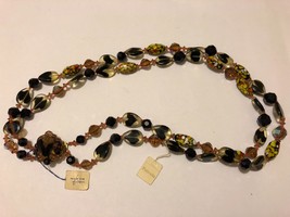 Vintage Wirth of California Spotted Glass Bead Necklace Venetian w Tags Art Deco - £39.77 GBP