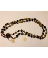 Vintage Wirth of California Spotted Glass Bead Necklace Venetian w Tags ... - £38.89 GBP