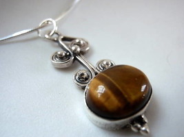 New Tiger Eye Swirls 925 Sterling Silver Pendant India - £5.74 GBP