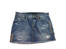 Lucky Legend Denim Mini Skirt Size 0 25 Embroidered Distressed Blue Jean... - £19.78 GBP