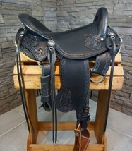 Western hot seat Endurance saddle, 16&#39;&#39; Eco leather Black on drum dye finished - $568.62