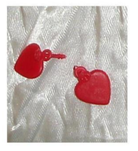 Barbie doll accessory pair of earrings heart shape w separate posts red vintage - $9.99