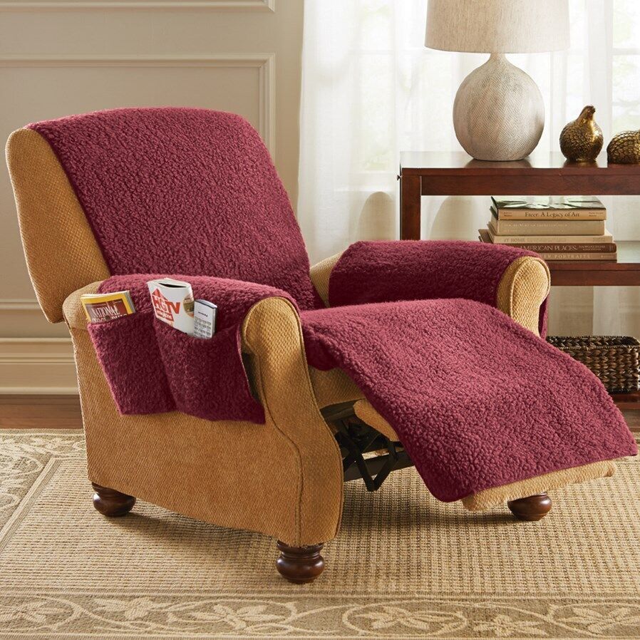 Protective Soft Fleece Recliner Chair Cover with Pocket Storage in 5 Colors - $25.23