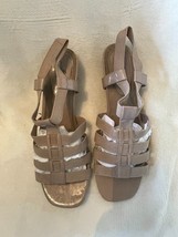 EUC Jaclyn Smith Tan Sling Back Wedge Sandals Size 8.5 - £12.46 GBP