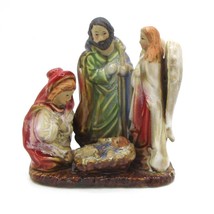 Holy Family Nativity Scene Figurine W/Angel 6&quot; Hand-Painted Ceramic Chri... - $9.90