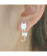 Cat &amp; Fish Hypoallergenic 925 Silver Earrings Jewelry Gift. Girls Cat Ea... - $228.28 MXN
