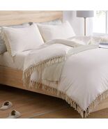Bohemian Boho Chic Ivory Macrame Tassel 3 pc. Queen Duvet Cover Set Frin... - $69.29