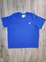 Adidas Shirt Men 2XLARGE BLUE Short Sleeve Crew Neck Logo Casual T Shirt - $14.14