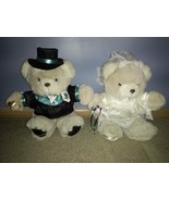 Bride &amp; Groom Teddy Bear 15&quot; Plush Set with Prom or Wedding Dress &amp; Tuxedo - £158.77 GBP