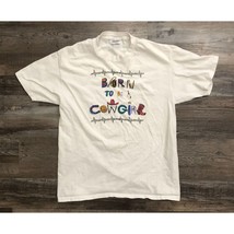 Vintage 1990 Born to Be A Cowgirl Adult Large Short Sleeve T Shirt White - $17.57