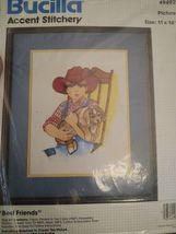 Bucilla Accent Stitchery Kit #49492 BEST FRIENDS Boy In Overalls  Free  ... - $413.47 MXN