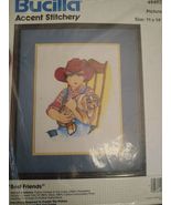 Bucilla Accent Stitchery Kit #49492 BEST FRIENDS Boy In Overalls  Free  ... - $413.47 MXN