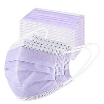 akgk Disposable Face Masks 100Pcs 3 Layer Protective Face Mask Purple Fa... - £16.13 GBP