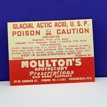 Drug store pharmacy ephemera label advertising Moultons Glacial acid Pen... - £9.23 GBP