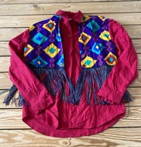 Saisa Women’s Vintage Fringe Vest Button up shirt size M Pink Sf3 - £23.45 GBP