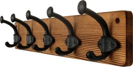 Webi Rustic Coat Rack Wall Mount,5 Cast Iron Coat Hooks Wall, Black - $33.99