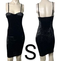 Black Velvet Padded Bust Cami Mini Dress~ Size S - £29.82 GBP