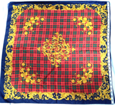 Bershire Navy Red Gold Scroll Royal Neck Scarf 100% Polyester 30&quot; Square... - $14.95