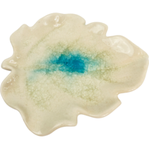 Glass and Resin Leaf Dish Appears to have Sand and Water in it Art Has Org label - £25.62 GBP