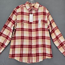 Goodfellow Mens Shirt Size L Purple Tan Preppy Plaid Classic Long Sleeve... - $15.30