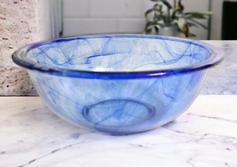 Vtg Pyrex Watercolor Cobalt Blue Lagoon Swirl Glass Mixing Bowl 2.5 QT / 2.3 L - £27.69 GBP